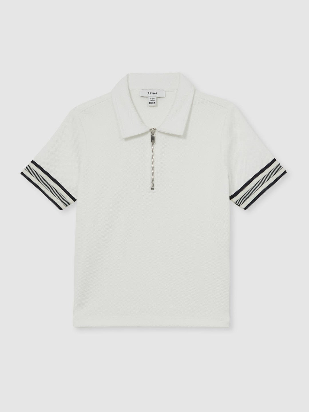 Reiss 9-13 yrs Textured Half Zip Polo Shirt in White