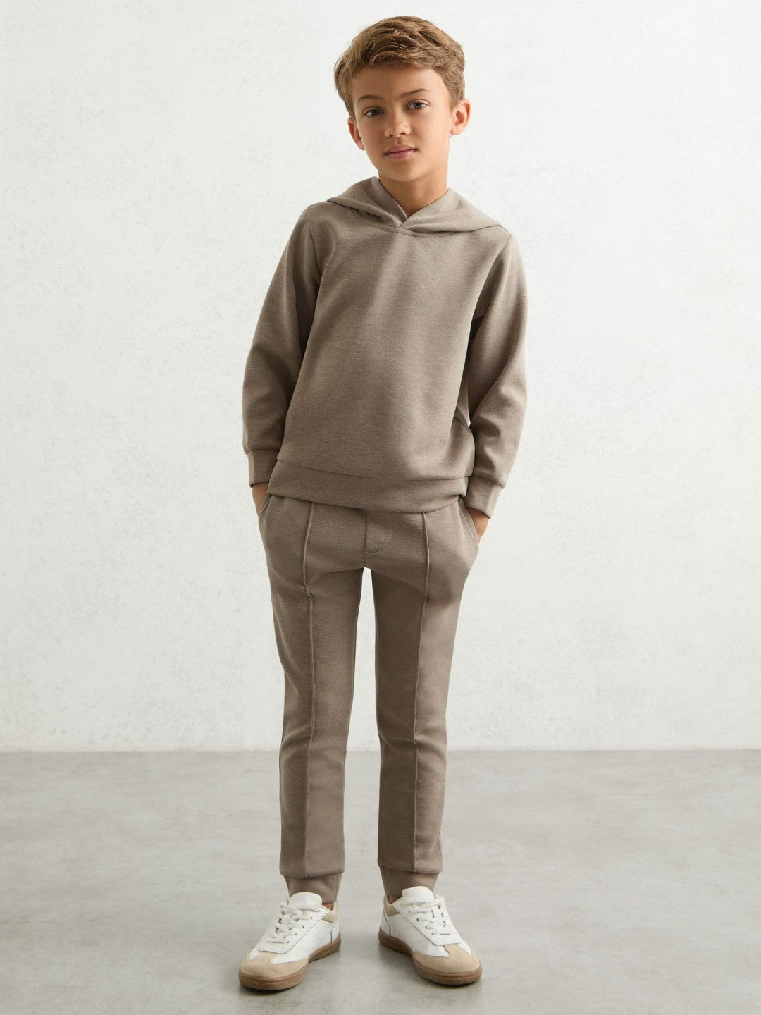 Reiss 9-13 yrs Interlock Drawstring Joggers in Taupe Brown