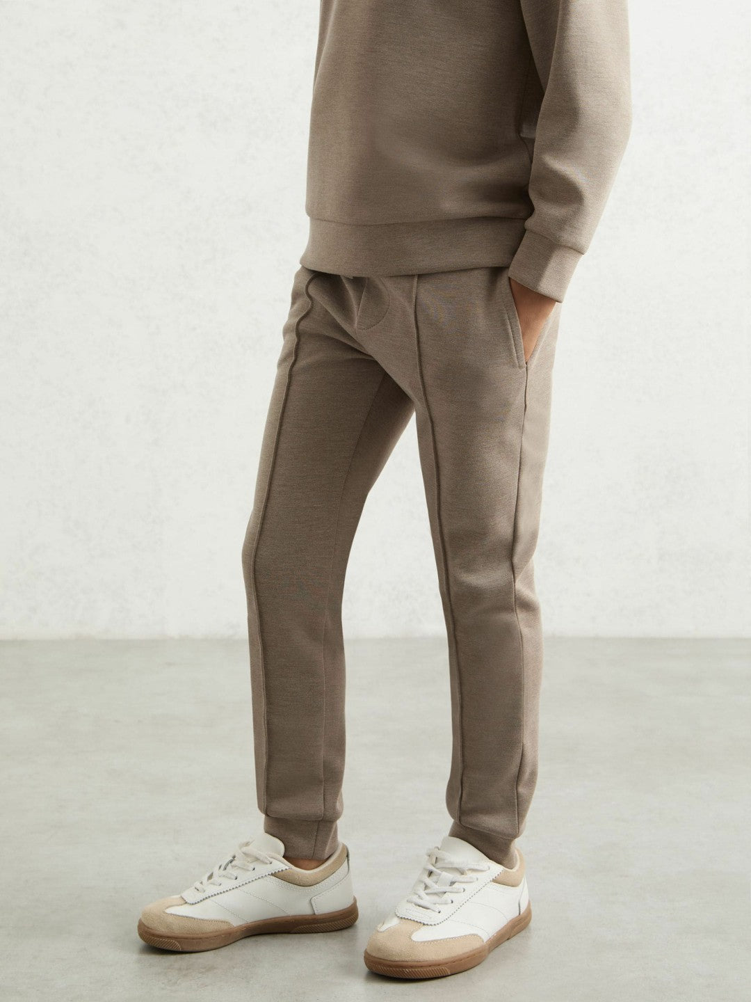Reiss 9-13 yrs Interlock Drawstring Joggers in Taupe Brown