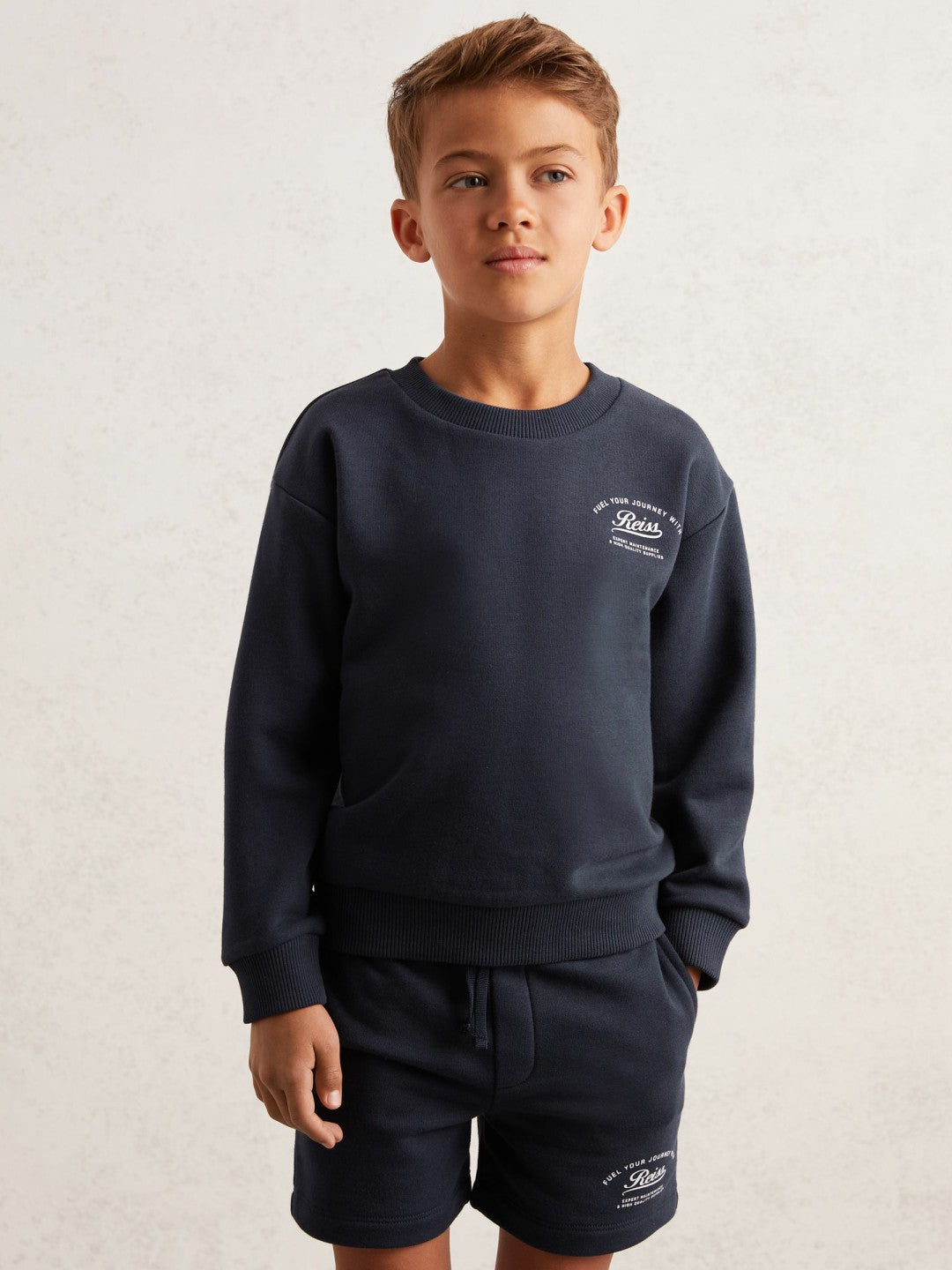 Reiss 9-13 yrs Cotton Blend Motor Cars Sweatshirt in Washed Blue