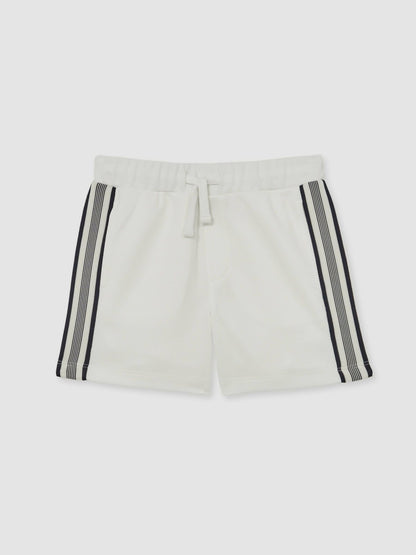 Reiss 9-13 yrs Side Stripe Textured Shorts in White