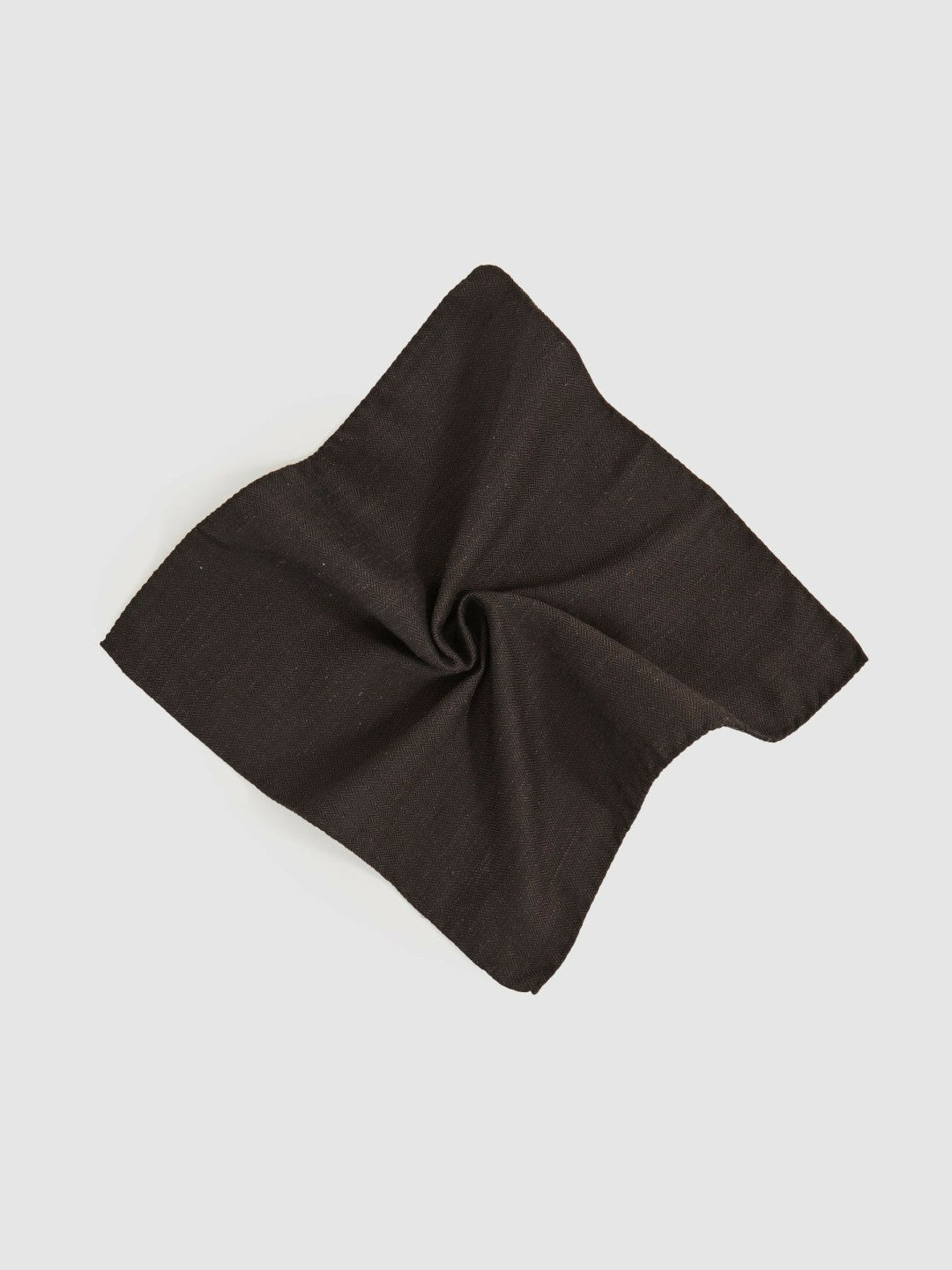 Reiss Silk Blend Herringbone Pocket Square in Chocolate Brown