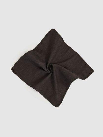 Reiss Silk Blend Herringbone Pocket Square in Chocolate Brown