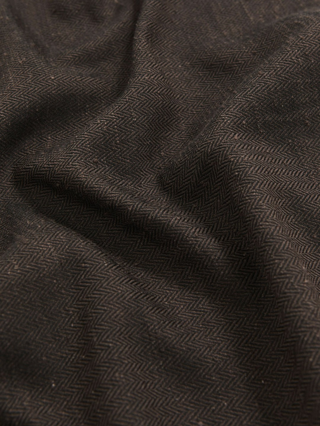 Reiss Silk Blend Herringbone Pocket Square in Chocolate Brown