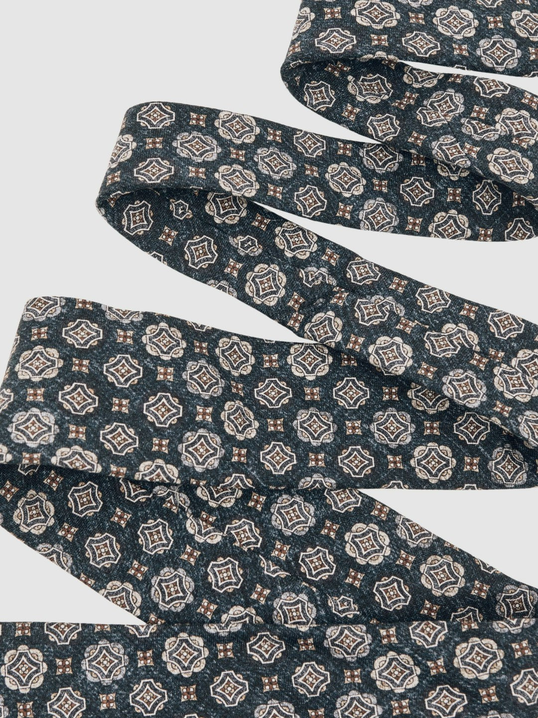 Reiss Silk Medallion Print Tie in Indigo Melange