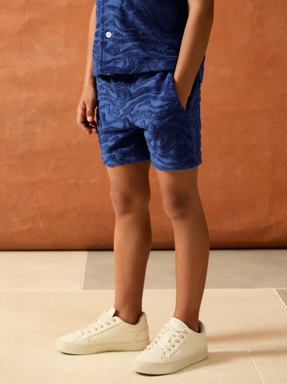 Reiss 9-13 yrs SmileyWorld Wave Texture Shorts in Bright Blue
