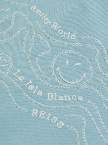 Reiss 9-13 yrs SmileyWorld Embroidered Shirt in Sky Blue