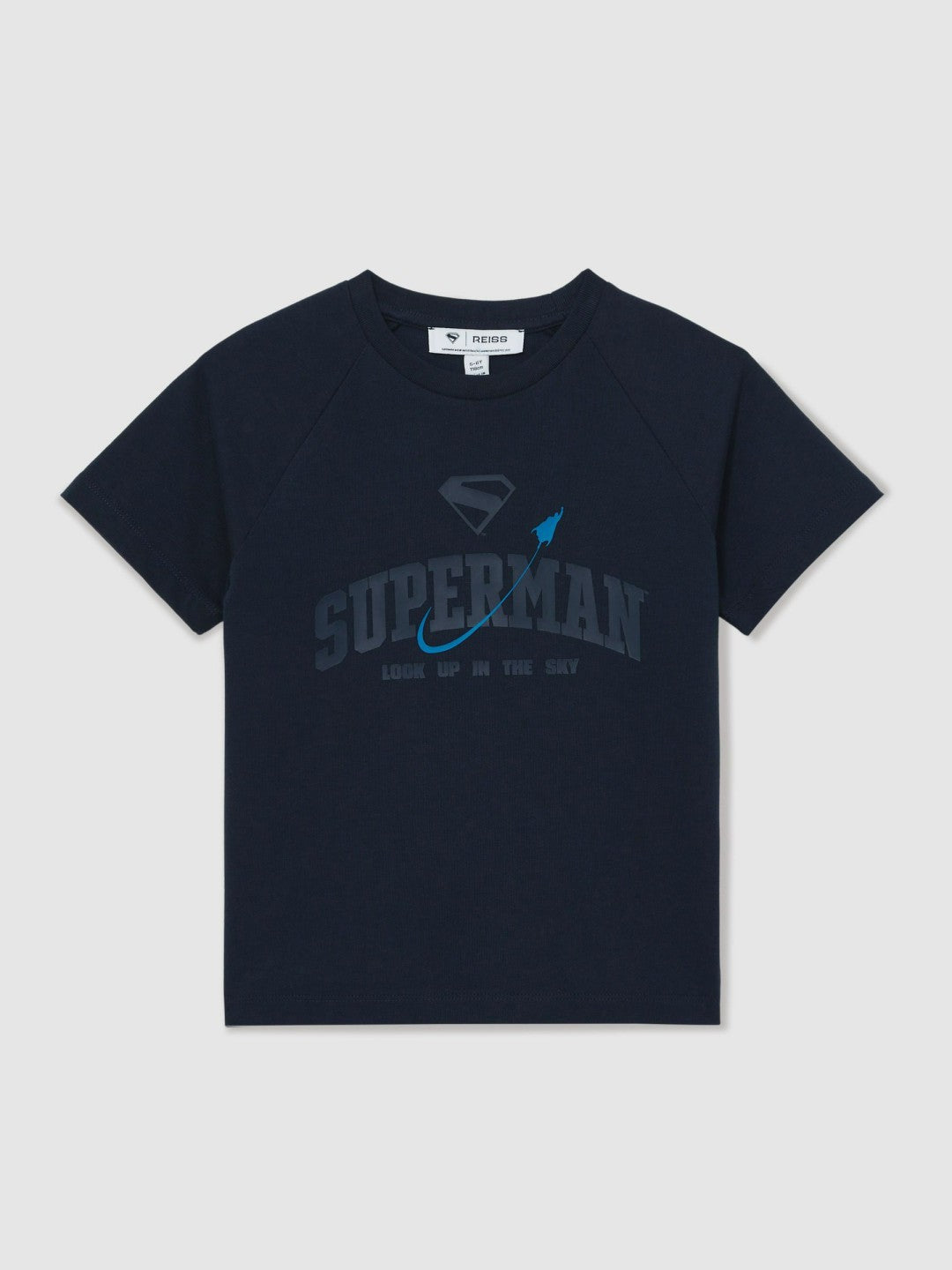 Reiss 13-14 yrs Superman Raglan Logo T-Shirt in Navy Blue