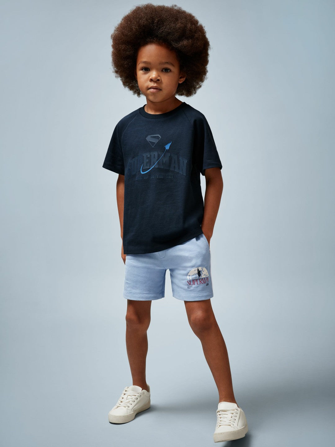 Reiss 13-14 yrs Superman Raglan Logo T-Shirt in Navy Blue