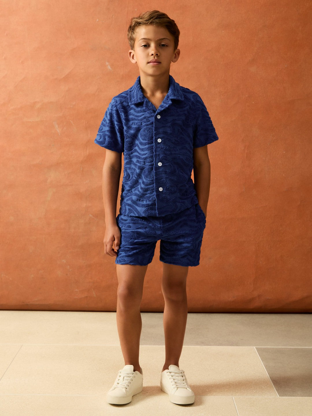 Reiss 13-14 yrs SmileyWorld Wave Texture Shirt in Bright Blue