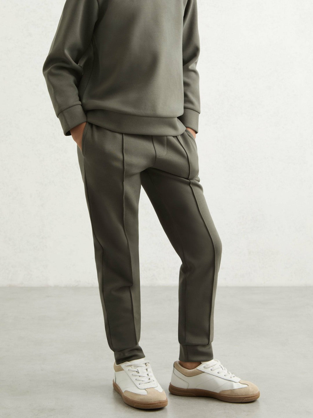 Reiss 13-14 yrs Interlock Drawstring Joggers in Dark Sage