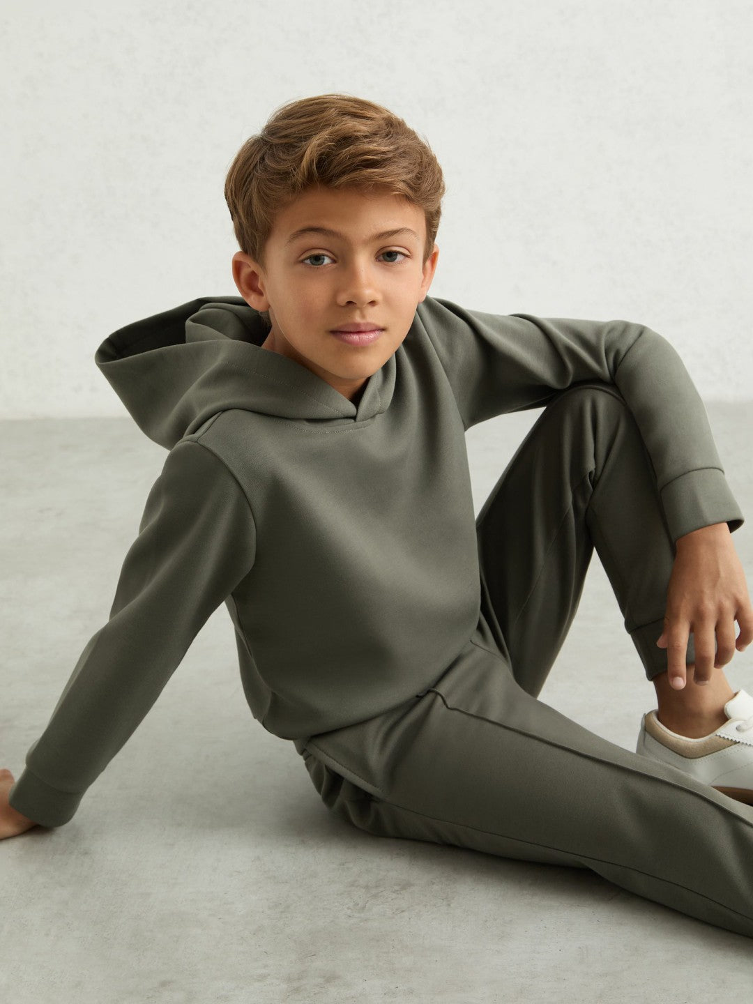 Reiss 13-14 yrs Interlock Drawstring Joggers in Dark Sage