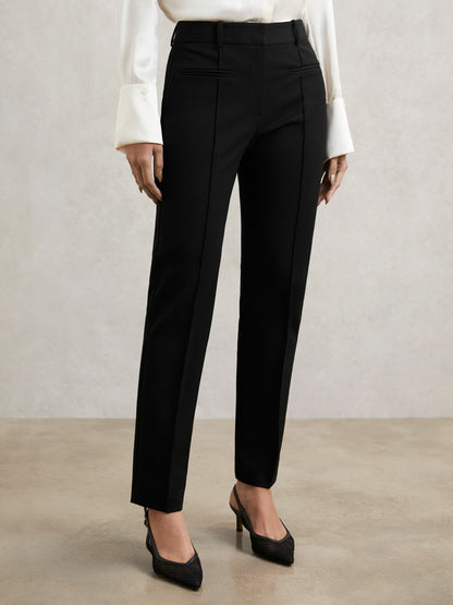 Reiss Pintuck Tapered Trousers in Black