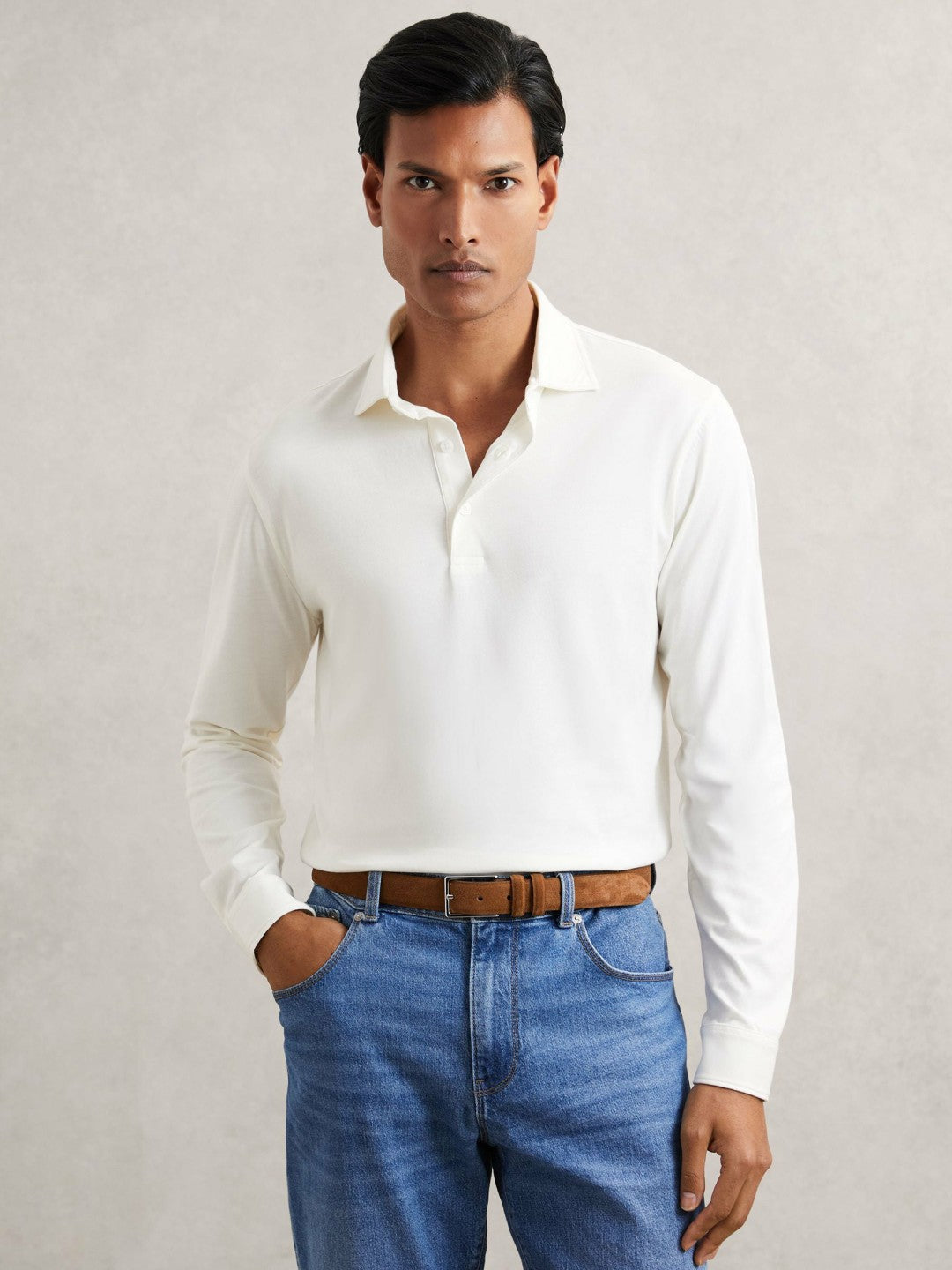 Reiss Suede Belt in Tobacco Brown