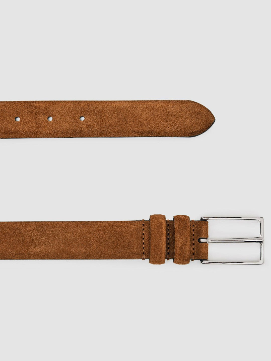 Reiss Suede Belt in Tobacco Brown