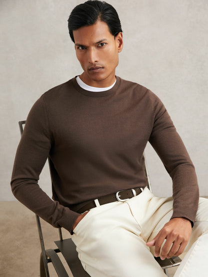 Reiss Suede Western-Style Belt in Dark Brown