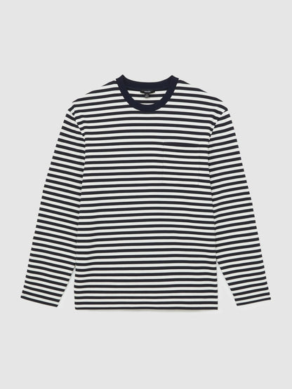 Reiss Striped Crew-Neck T-Shirt in Navy/White