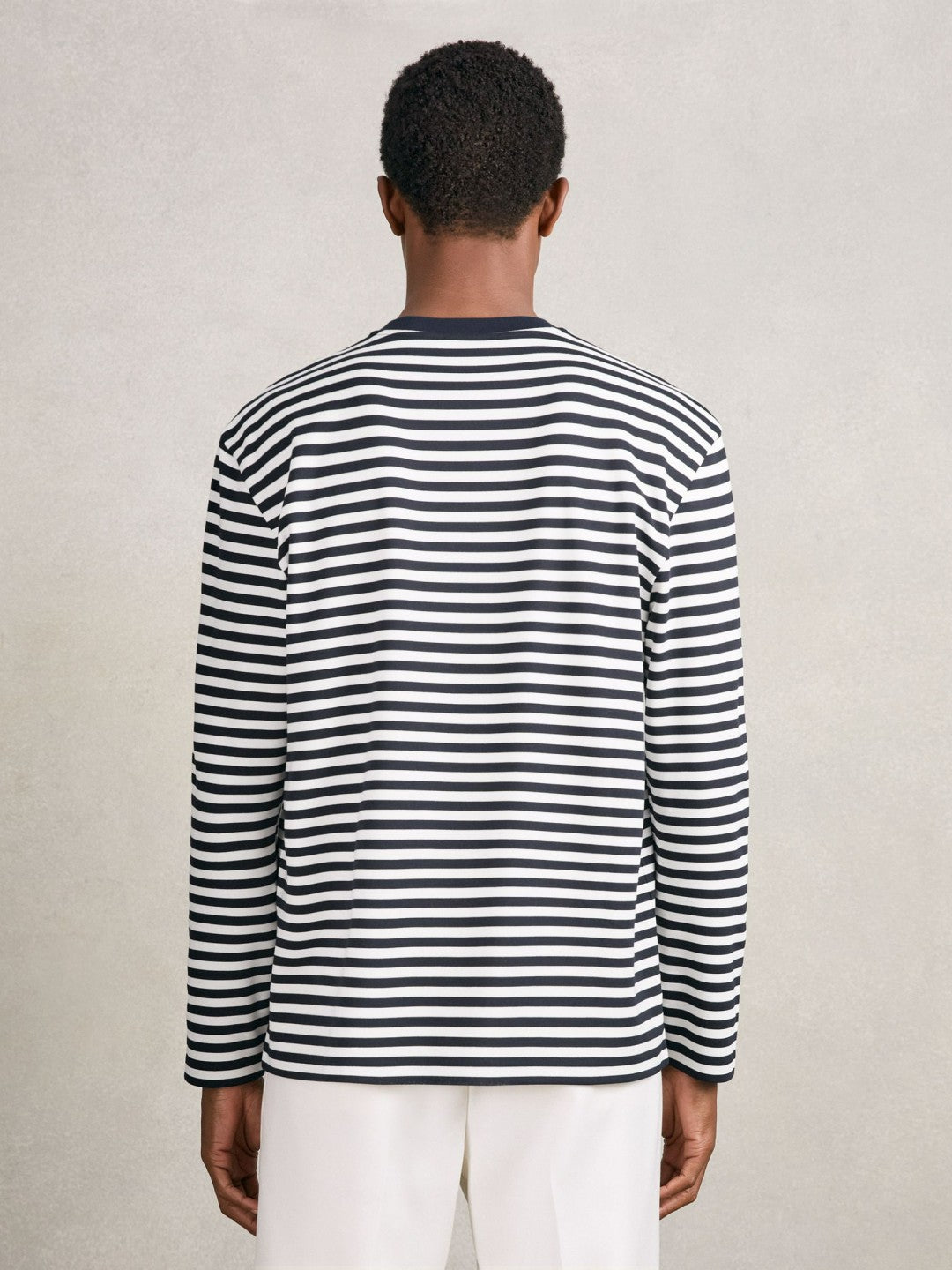 Reiss Striped Crew-Neck T-Shirt in Navy/White