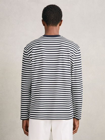 Reiss Striped Crew-Neck T-Shirt in Navy/White
