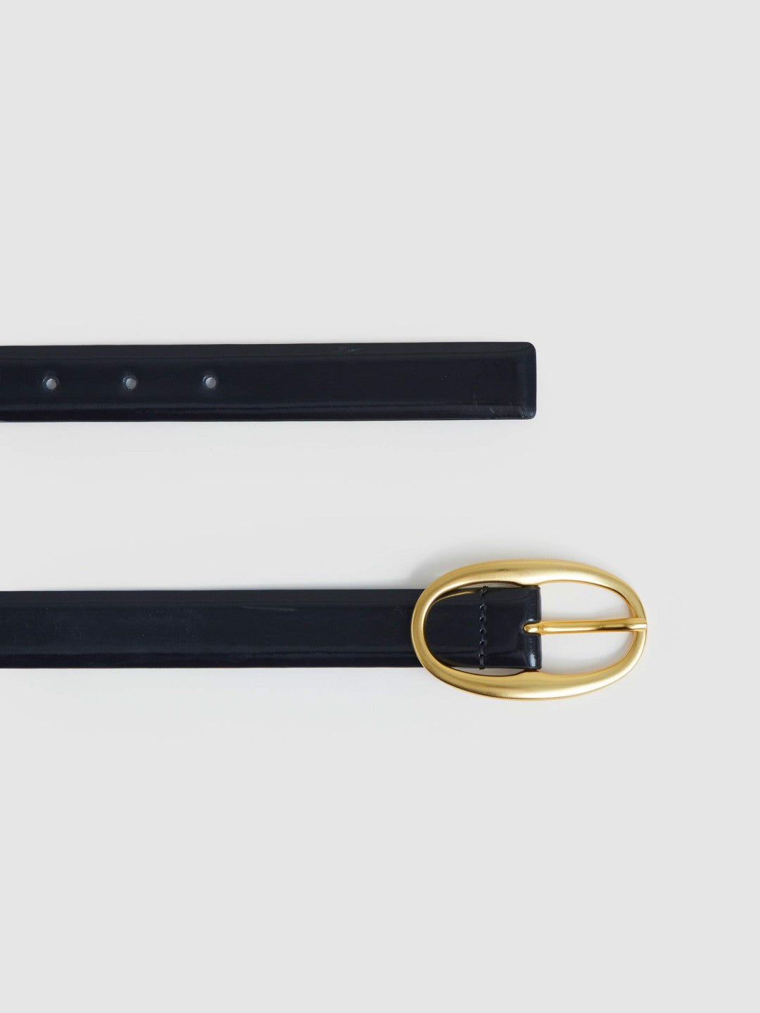 Reiss Patent Leather Oval Buckle Belt in Navy