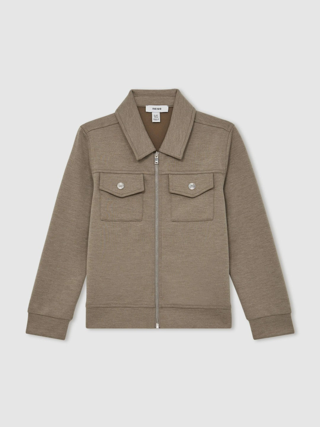 Reiss 13-14 yrs Interlock Zip-Through Overshirt in Taupe Brown