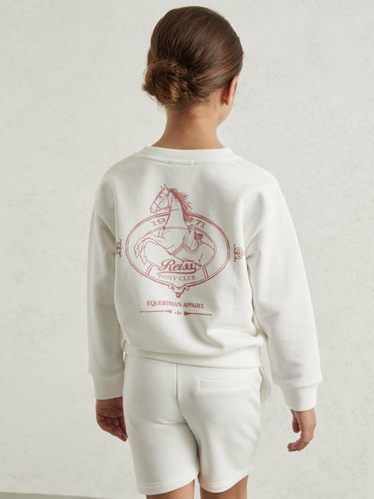 Reiss Pony Club Sweatshirt and Shorts Set in Ecru