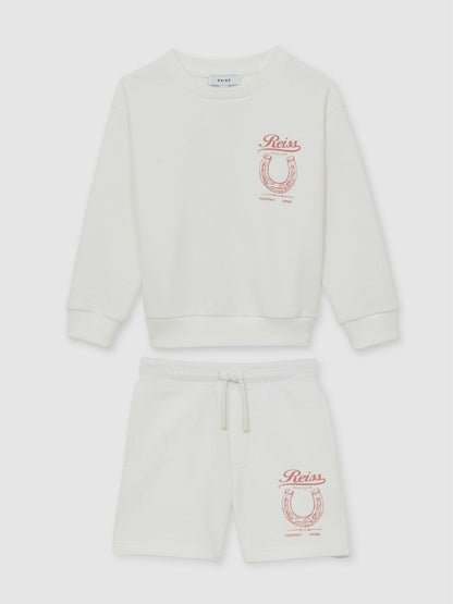 Reiss Pony Club Sweatshirt and Shorts Set in Ecru