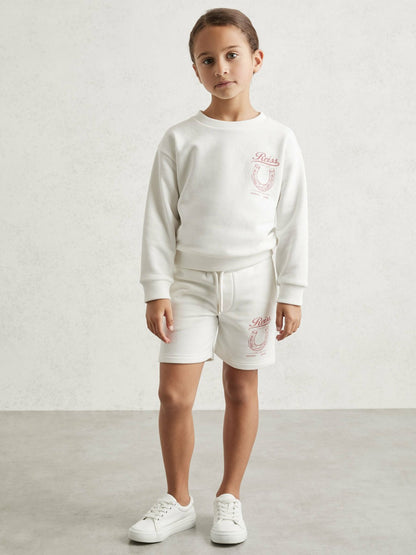 Reiss Pony Club Sweatshirt and Shorts Set in Ecru