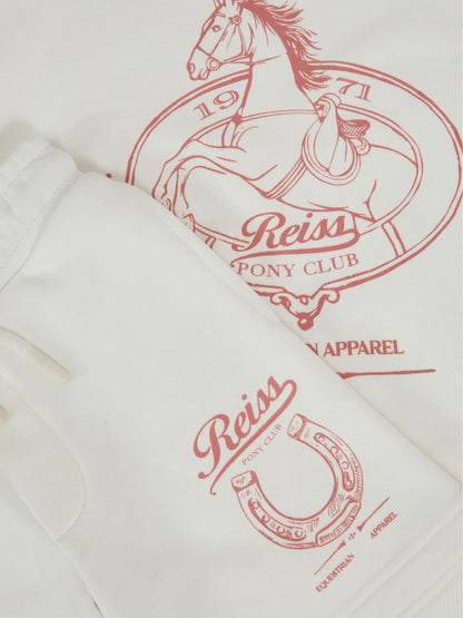 Reiss Pony Club Sweatshirt and Shorts Set in Ecru