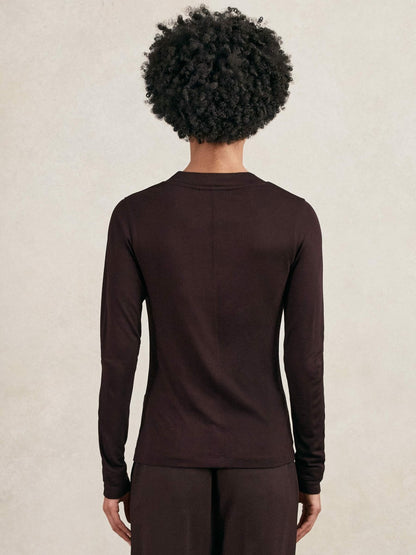 Reiss Jersey V-Neck Top in Plum