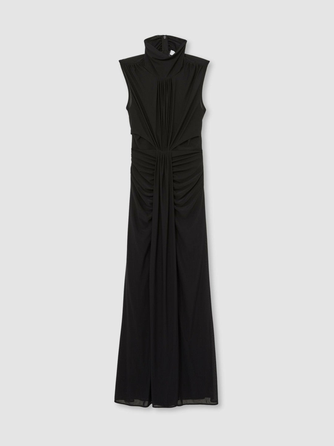 Reiss Petite Sheer Ruched Maxi Dress in Black