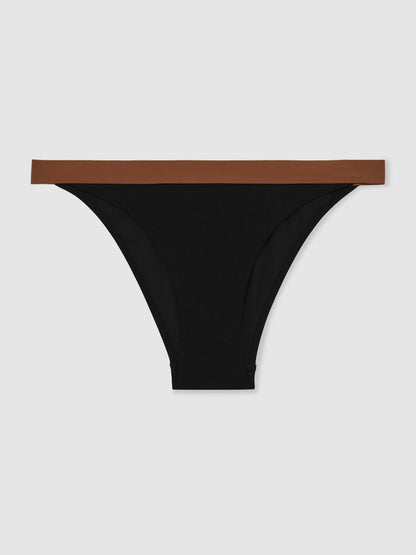 Reiss Contrast-Trim Bikini Bottoms in Black/Tan