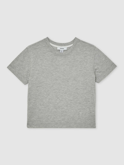 Reiss 9-13 yrs Cotton-Blend Crew-Neck T-Shirt in Grey Marl