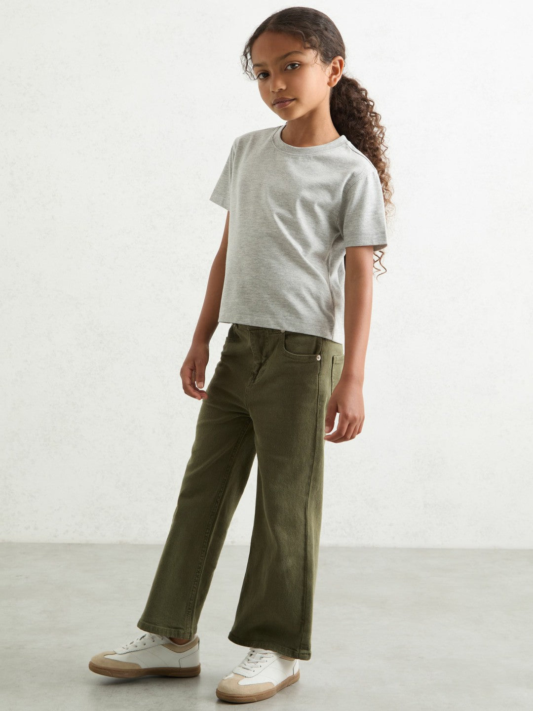Reiss 9-13 yrs Cotton-Blend Crew-Neck T-Shirt in Grey Marl