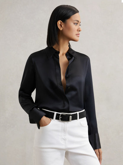 Reiss Suede Half-Keeper Belt in Black