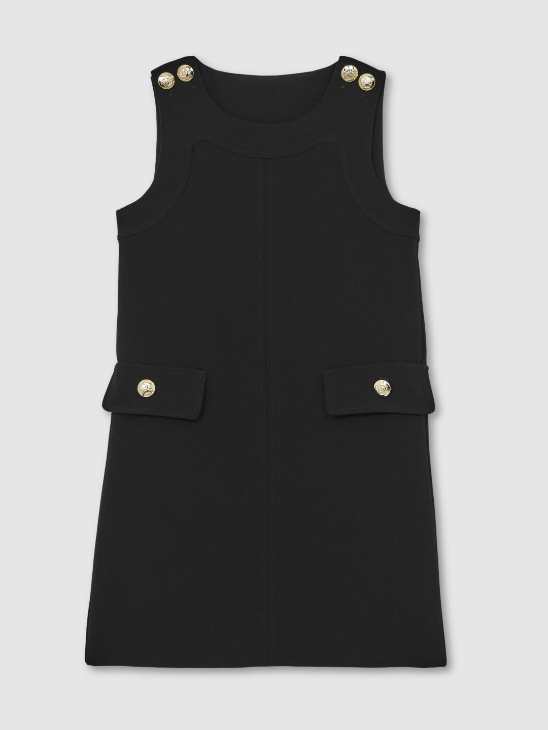 Reiss 13-14 yrs Button-Detail Sleeveless Shift Dress in Black