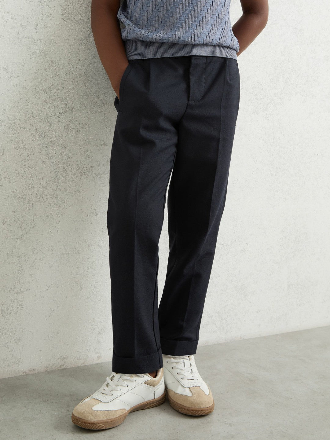Reiss 3-9 yrs Relaxed-Fit Pleated Tapered Trousers in Navy