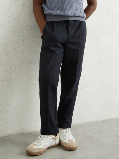 Reiss 3-9 yrs Relaxed-Fit Pleated Tapered Trousers in Navy