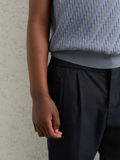 Reiss 3-9 yrs Relaxed-Fit Pleated Tapered Trousers in Navy