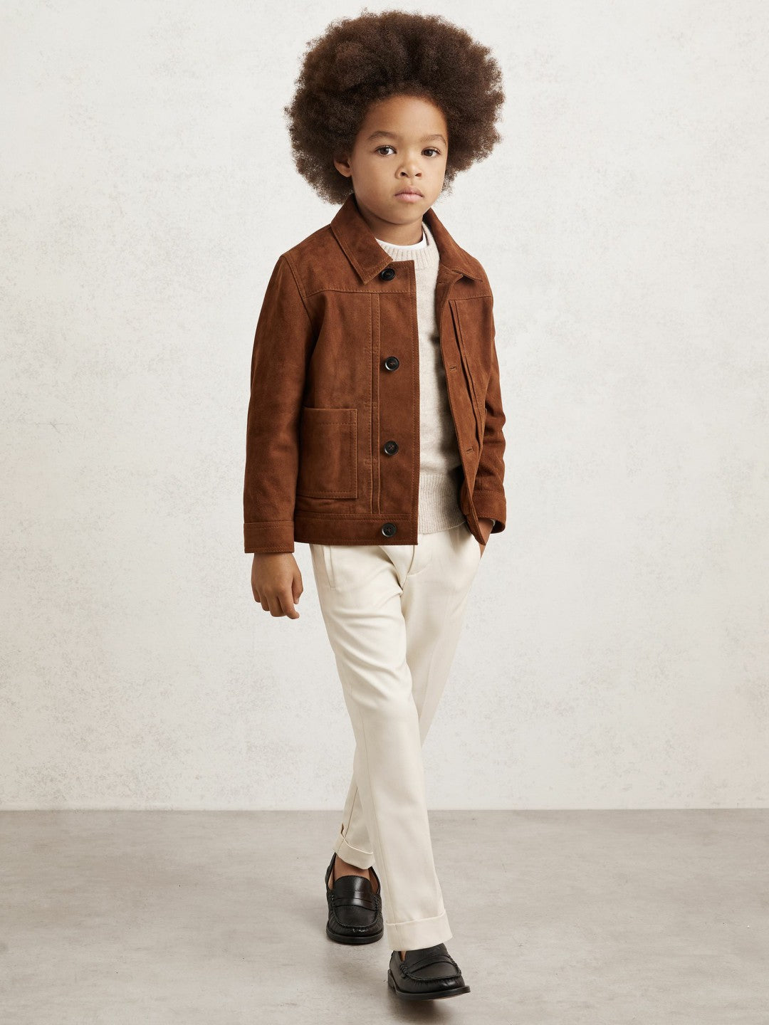 Reiss 3-9 yrs Relaxed-Fit Pleated Tapered Trousers in Off White