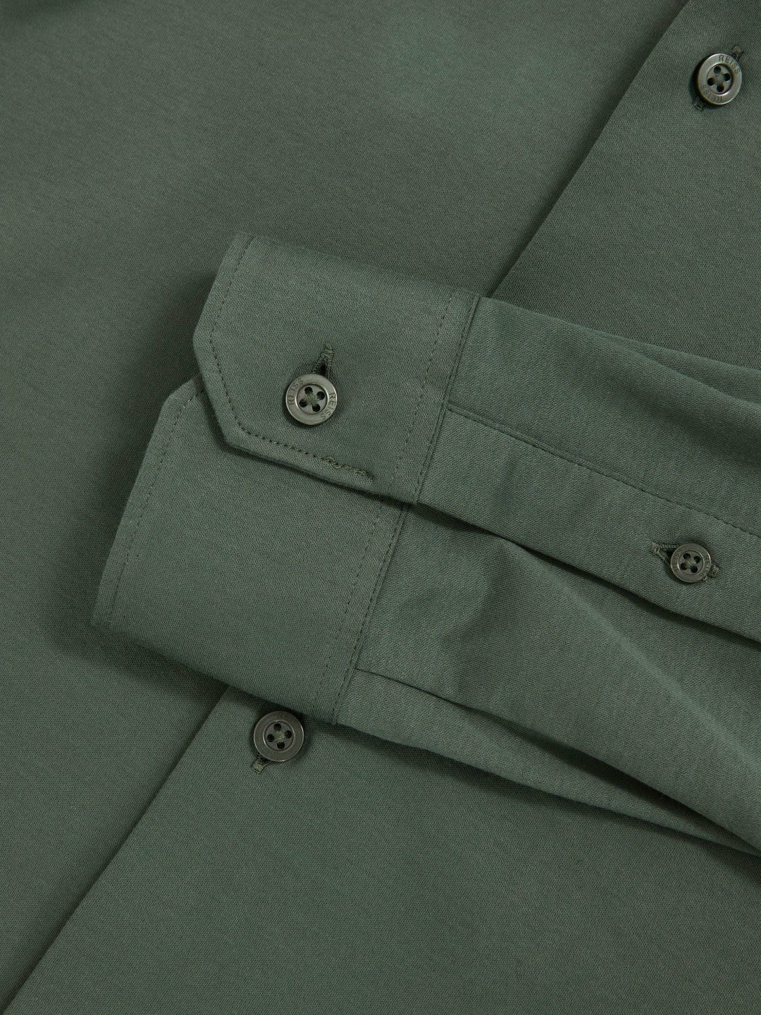 Reiss Cotton-Jersey Button-Through Shirt in Kale Green