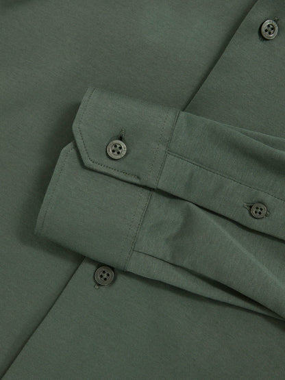 Reiss Cotton-Jersey Button-Through Shirt in Kale Green