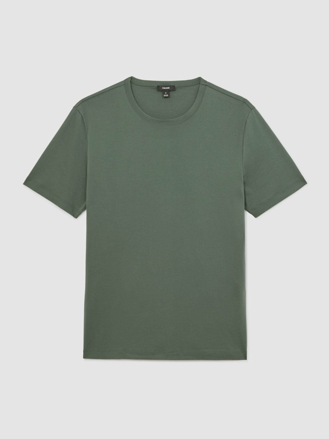Reiss Airwater-Cotton Crew-Neck T-Shirt in Kale Green