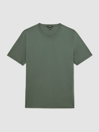 Reiss Airwater-Cotton Crew-Neck T-Shirt in Kale Green