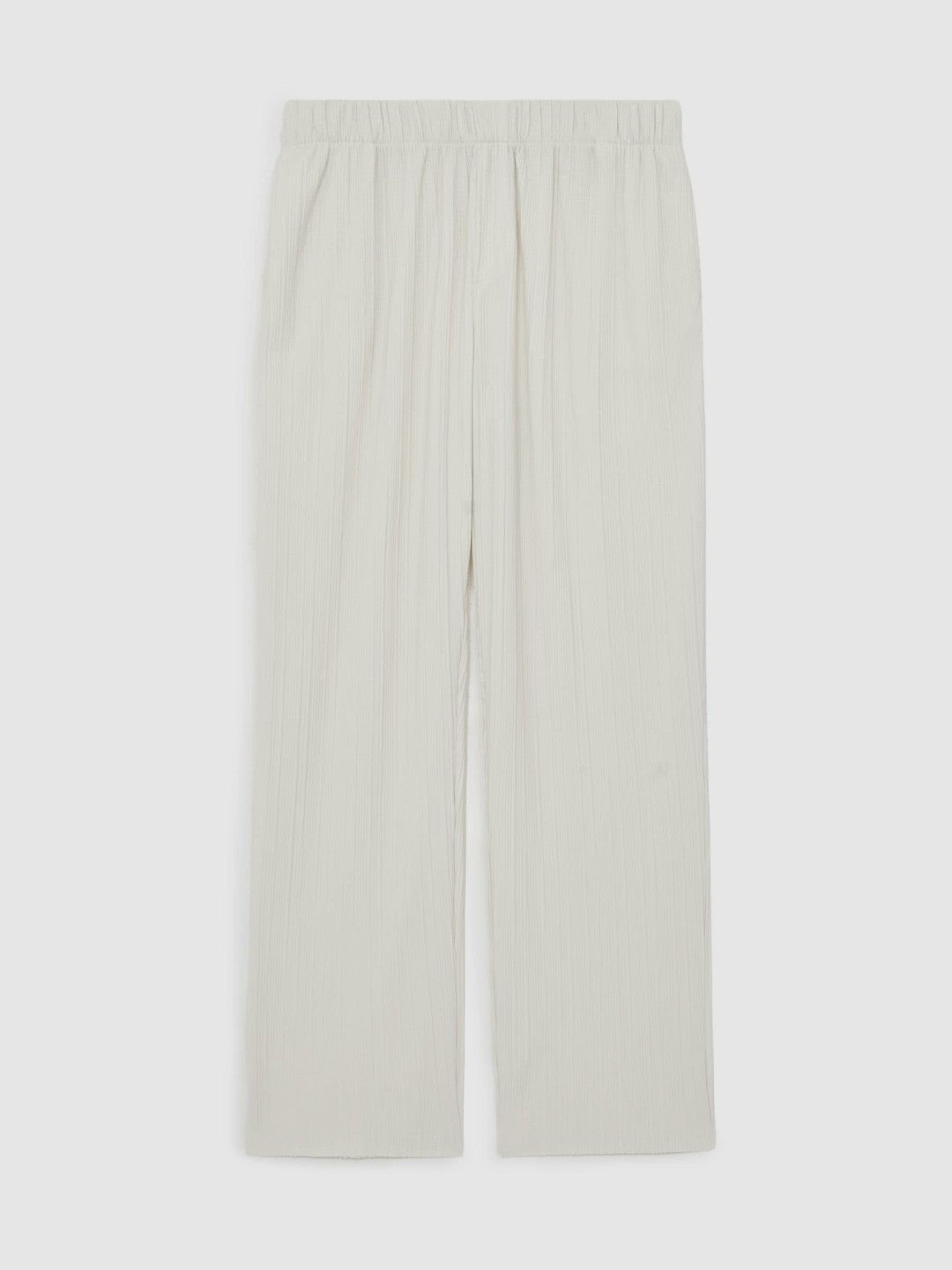Reiss Plissé Wide Leg Trousers in Off White