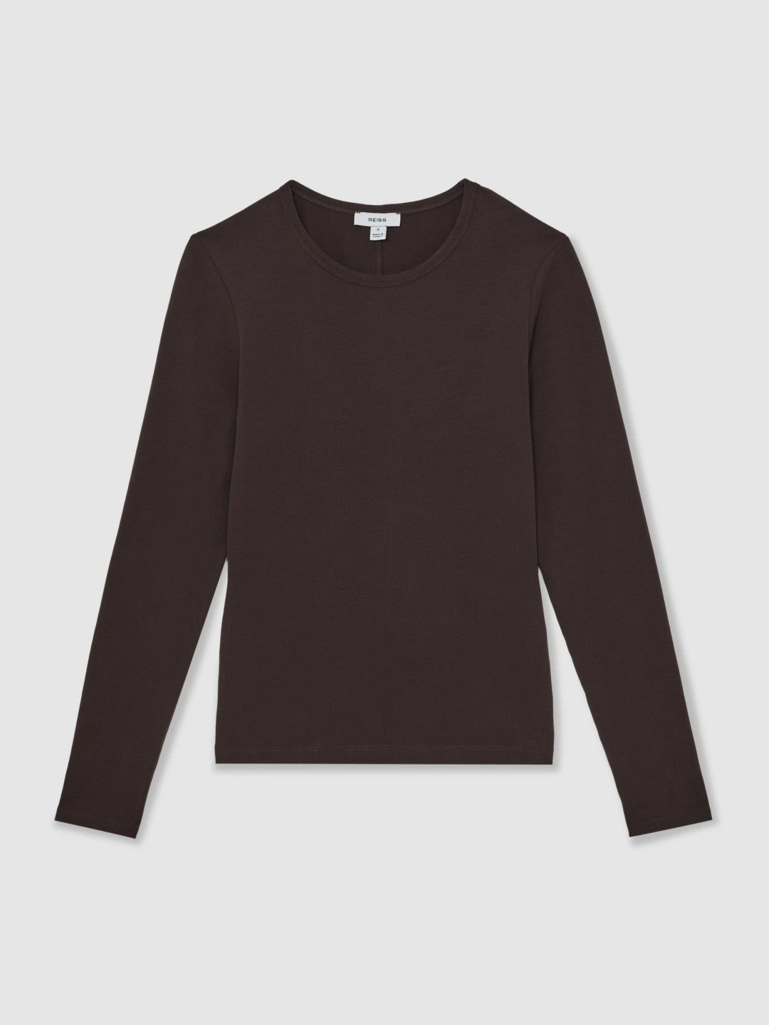 Reiss Cotton Crew-Neck Long-Sleeve T-Shirt With Stretch in Plum Purple