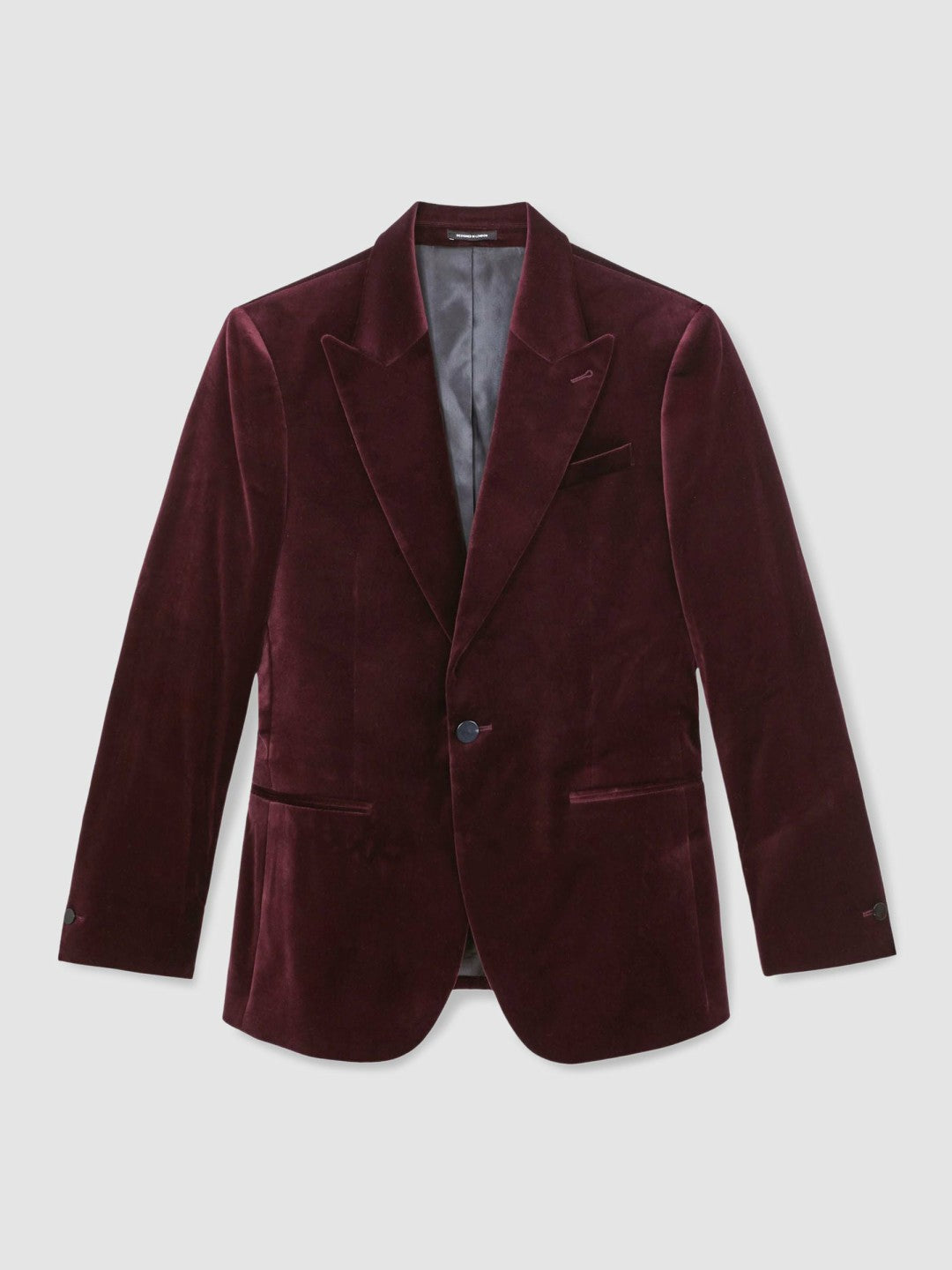 Reiss Single-Breasted Velvet Blazer Regular-Fit in Bordeaux