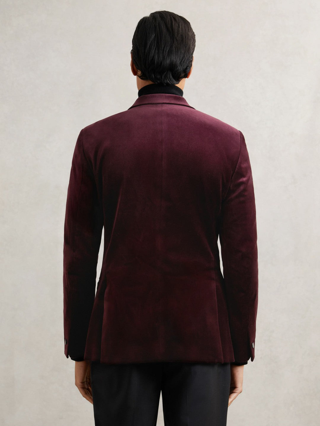 Reiss Single-Breasted Velvet Blazer Regular-Fit in Bordeaux