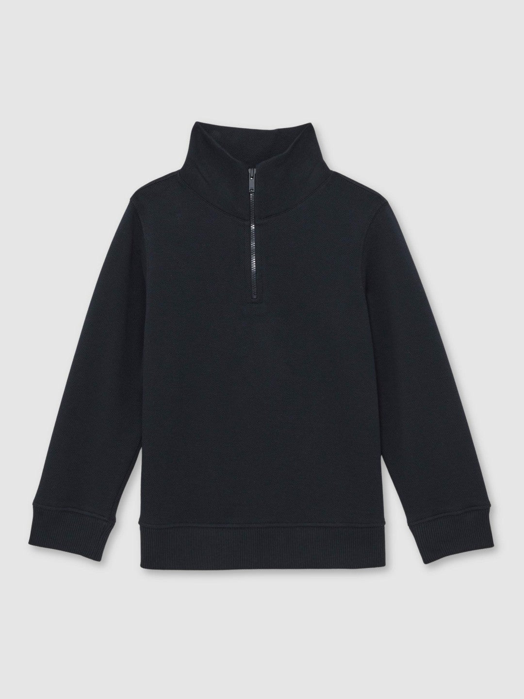 Reiss 9-13 yrs Textured Half-Zip Sweatshirt with Cotton in Navy