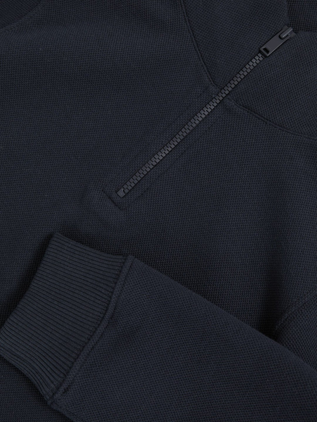Reiss 9-13 yrs Textured Half-Zip Sweatshirt with Cotton in Navy